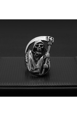 Hayalet Kafa Vintage Titanyum Çelik Yüzük Paslanmaz Çelik Kurukafa Erkek Yüzüğü El Takısı Siyah