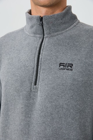 Tommy Life River Gri Melanj Dik Yaka Erkek Polar Sweatshirt - 88310 GRİ MELANJ