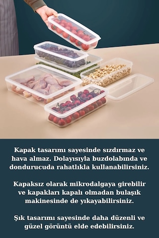 7'li Sızdırmaz Freshbox Kahvaltılık Saklama Kabı Seti / 1x3000 Ml + 6x300 Ml Şeffaf Şeffaf