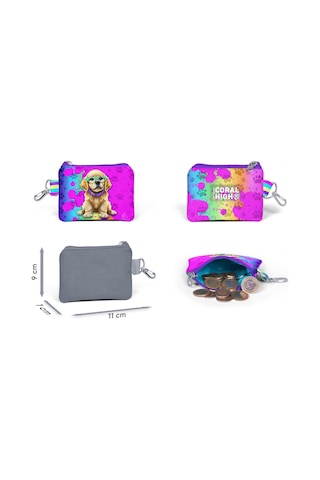 Coral High Mor Pembe Köpek Bozuk Para Çantası - Kız Çocuk