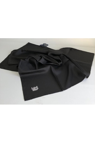 Levidor Düz Siyah %100 Twill Ipek Eşarp