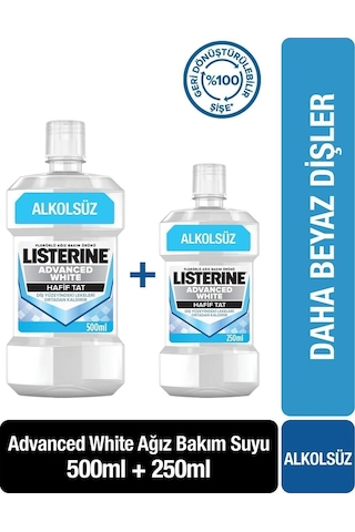 Listerine Advanced White Alkolsüz Ağız Bakım Suyu 500 ML + 250 ML