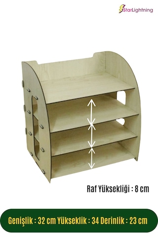 Masa Düzenleyici Organizer Evrak Rafı Masaüstü Organizer Model 6 - Açık Meşe