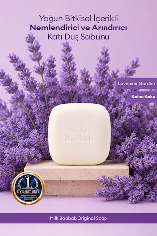 Bitkisel İçerikli Yoğun Nemlendirici Ve Arındırıcı Katı Duş Sabunu Mılk Baobab Original Soap Lavender Garden Lavanta