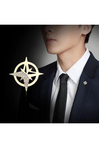 Gümüş Yıldız Broş Erkek Takım Elbise Broş Gömlek Yaka Düğmesi Butik Takılar Broş Takı Moda Kişilik Rozeti Anti-ışık Düğmeleri Gümüş