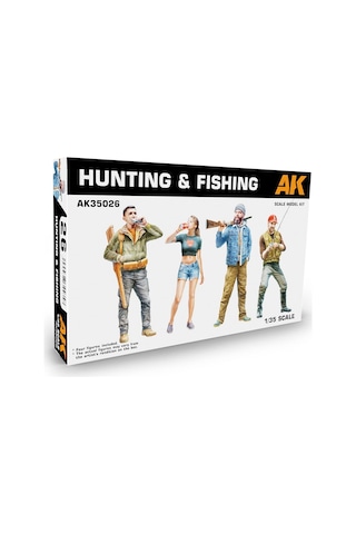 Ak 35026 1/35 Ölçek, Avcı Ve Balıkçı Figürleri, 4 Adet, Plastik Model Kiti