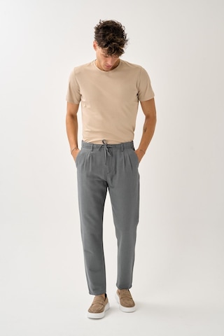 Alexandergardi Regular Fit Beli Lastikli Keten Pantolon gri