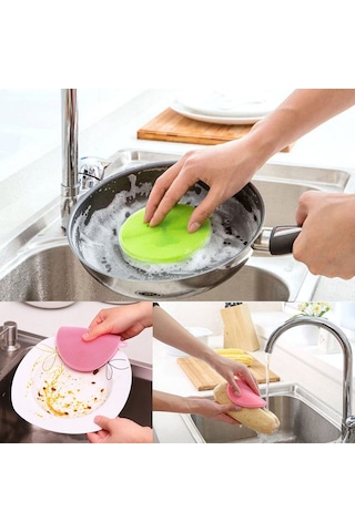 2 Adet Tükenmeyen Silikon Bulaşık Süngeri Çok Amaçlı Bez Tutacak N111153 Çok Renkli