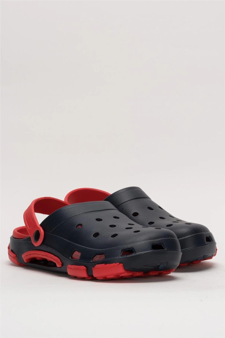 Unisex Çift Tabanlı Ortopedik Hemşire Doktor Aşçı Laboratuvar Deniz Havuz Terliği Sandalet Lacivert - Kırmızı Lacivert - Kırmızı