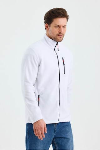 Erkek Outdoor Fermuarlı Polar Ceket Beyaz