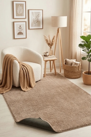 Mars-kahve-premium Kadifemsi Halı Oturma Odası-salon-mutfak-kaymaz Taban -yıkanabilir-modern