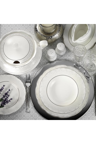 Kütahya Porselen Bone Olympos 62 Parça 9287 Desenli Yemek Takımı