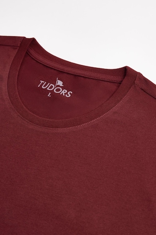 Tudors Unisex 3'lü Paket Siyah-beyaz-bordo Rengi Slim Fit Dar Kesim %100 Pamuk Bisiklet Yaka Tişört-32896 Multi Çok Renkli