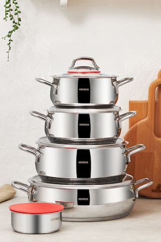 Karaca  Emirgan Xl İndüksiyon Tabanlı 10 Parça Saklama Kaplı Çelik Tencere Seti