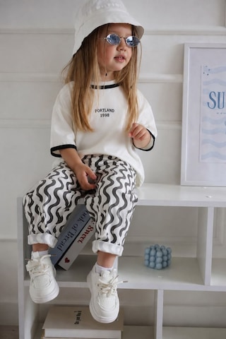 Minigimin Cicileri S Desenli Unisex Çocuk Kot Pantolon - Siyahkrem Diğer