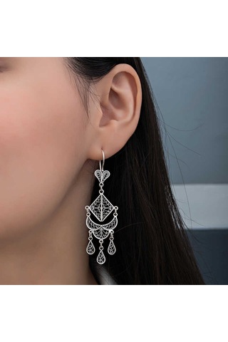 Gümüş Telkari Sallantılı Kadın Küpe Arbltgshkdkdjoj957n