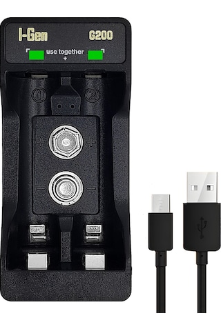 I-gen G211 2'li Aa/aaa/9v Pil Şarj Aleti + 2 Adet Aaa Pro 1100 Mah 1.2v Ni-mh Ince Şarjlı Kalem Pilli Set