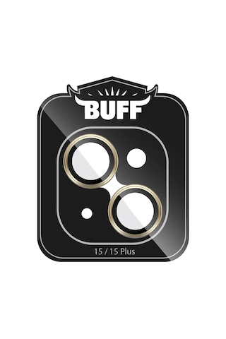 Buff Apple Uyumlu iPhone 15 / 15 Plus Kamera Metal Lens Koruyucu Gold