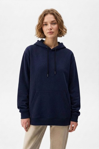 Kadın Kapüşonlu Cepli Sweatshirt Çok Renkli