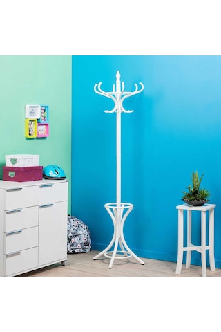 Adoremobilya Handy Mate Dorya Klasik 12Li Ahşap Askılık-Beyaz