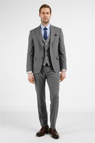 İmza Gri Mono Yaka Kazayağı Desen Yelekli 6 Drop Slim Fit Takım Elbise 1001255175 Gri