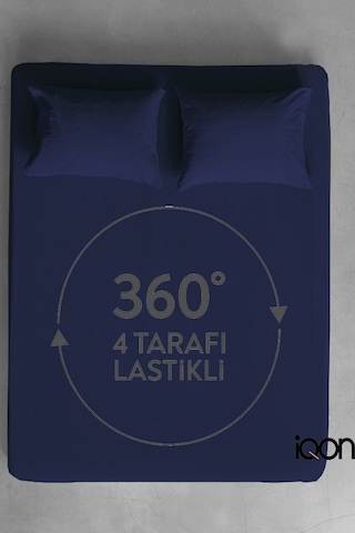 İqon Lastikli Çarşaf Takımı Çift Kişilik Lacivert