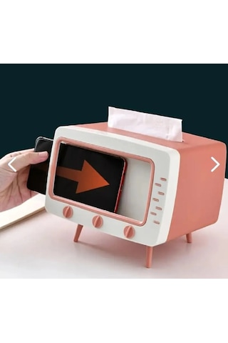 Tv Şeklinde Retro Telefonluk Peçetelik Hediyelik Telefon Aksesuarları Renk Kırmızı Pembe