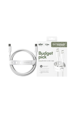 Empower By Panzerglass Racing 60w Usb-c / Usb-c Usb 2.0 1.2m Gümüş Beyaz Kablo