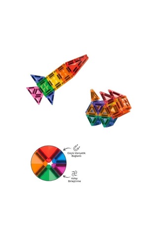 Kzl Kids Home Renkli Manyetik Yapı Blokları Seti 7.5 Cm 60 Parça 188m43