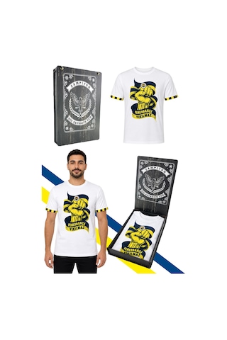 Fenerium Erkek Trıbun Fenerbahçe Yıkılmaz T-shirt Lazer Kutu Hediyeli Beyaz