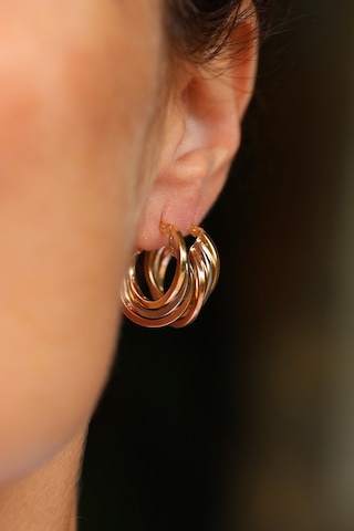 Yenigün Kuyumculuk 14 Ayar Altın İç İçe Döngülü Sarmal Halka Küpe Sarı Altın