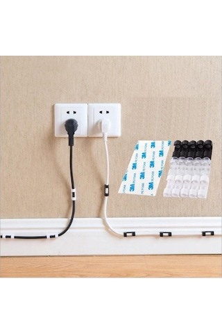 Yapışkanlı Mini 20 Lı Klips Usb Pc Adaptör Kablo Tutucu Aparat Şe