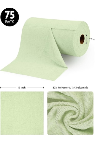 Çok Amaçlı Rulo Mikrofiber Temizlik Bezi 30x30 75 Yapraklı Yeşil Yeşil