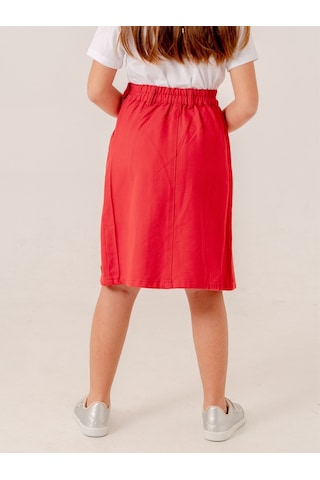 Kız Çocuk Gabardin Pileli Keten Etek 2958 Kırmızı