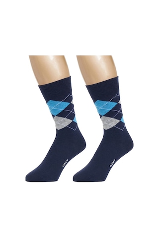 Ozzy Socks 3 Çift Dikişsiz Erkek Penye Pamuklu 4 Mevsim Çorap Dayanıklı Topuk Burun Gri-lacivert