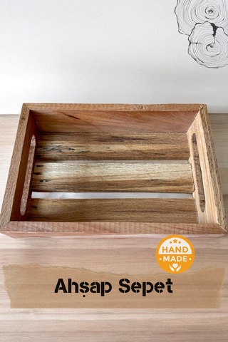 El Yapımı Gürgen Ağacı Ahşap Sepet & Ahşap Kasa 22 X 15 Cm