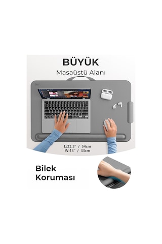 Bix Saiji Gx3 Taşınabilir Laptop Standı 17 İnç Laptop Telefon Uyumlu Katlanabilir Hafif Ergonomik Tasarım Gri Gri
