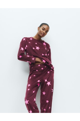 Marks & Spencer Polar Baskılı Pijama Takımı T37004626F Mor