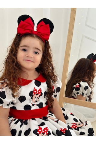 H L Y Karol Tasarım Beyaz Mickey Mouse Vintage Kız Bebek Elbise,doğum Günü Elbise,fotoğraf Çekim Elbise,0-12 Yaş Uygun Beyaz