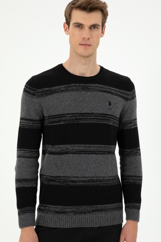 U.S. Polo Assn. Erkek Slim Fit Bisiklet Yaka Antrasit Melanj Kazak 50293115-VR081