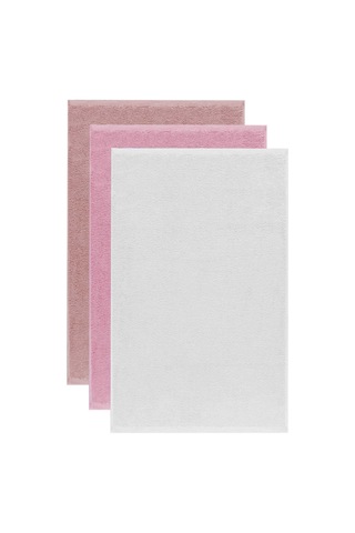 3 Lü Düz Renk El Yüz Havlu Seti %100 Pamuklu 50x90 Cm Gül-pembe-beyaz 11