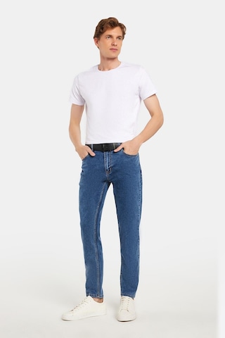 Tudors Erkek Slim Fit Yıkamalı Taşlamalı Esnek Kot Düz Paça Tapered Açık Mavi Pantolon-34828 Açık Mavi