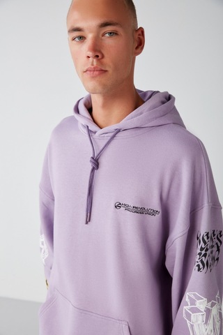 Grimelange Smıle Relaxed Oversize Lila Sweatshirt