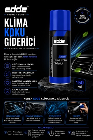 Edde Araba Araç Oto Klima Bombası Klima Koku Giderici Klima Temizleyici 150 Ml Skyline