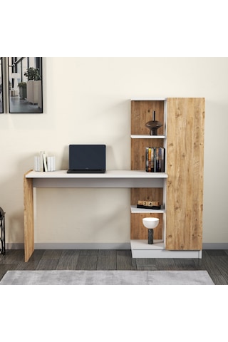 Venüs Çalışma Masası Raflı Kapaklı Çam Beyaz - Clm0503 Beyaz