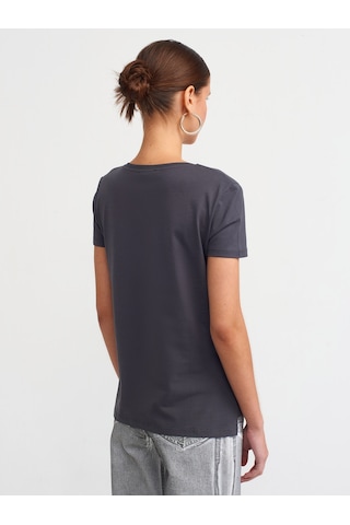 Dilvin V Yaka Basic T-shirt Antrasit