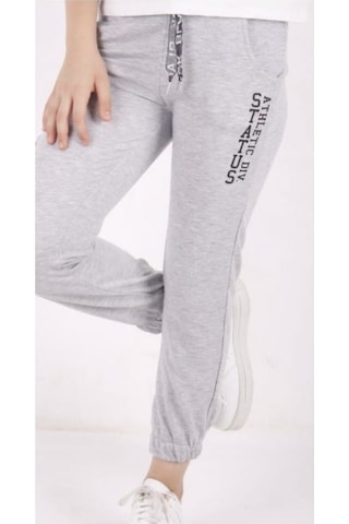 Toontoy Kız Çocuk Artistic Baskılı Jogger Eşofman Alt Gri Melanj