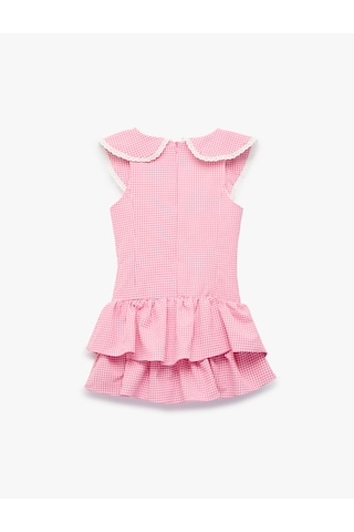 Koton Bebe Yaka Kolsuz Dantel Detaylı Pötikare Elbise Pembe Ekose 6skg80181aw
