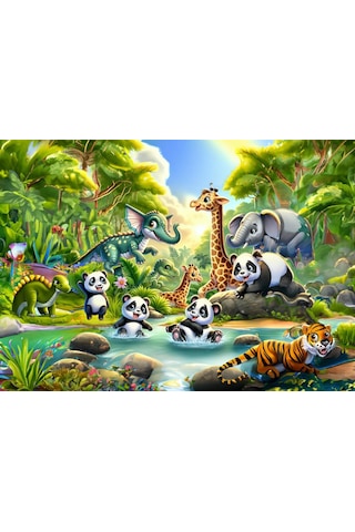 Art Çocuk Pandaların Banyo Keyfi 50 Parça Puzzle