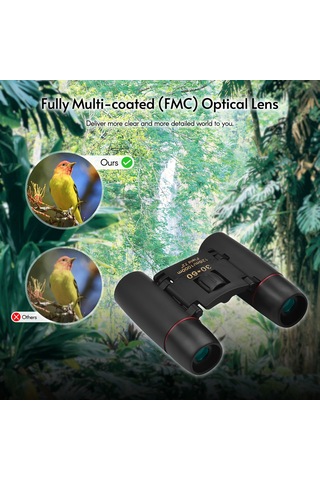 Suofeng 8x Büyüme Bak4 Prisma Mini İkili Gözlük - Dış Etkinlikler İçin Parlak Görüntü, Taşıma Çantası Ve Askı İle Siyah